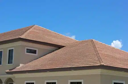 house with clay tiles roofing